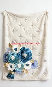 LV Crystal Bloom Blue Floral LV Blanket IMG_3338